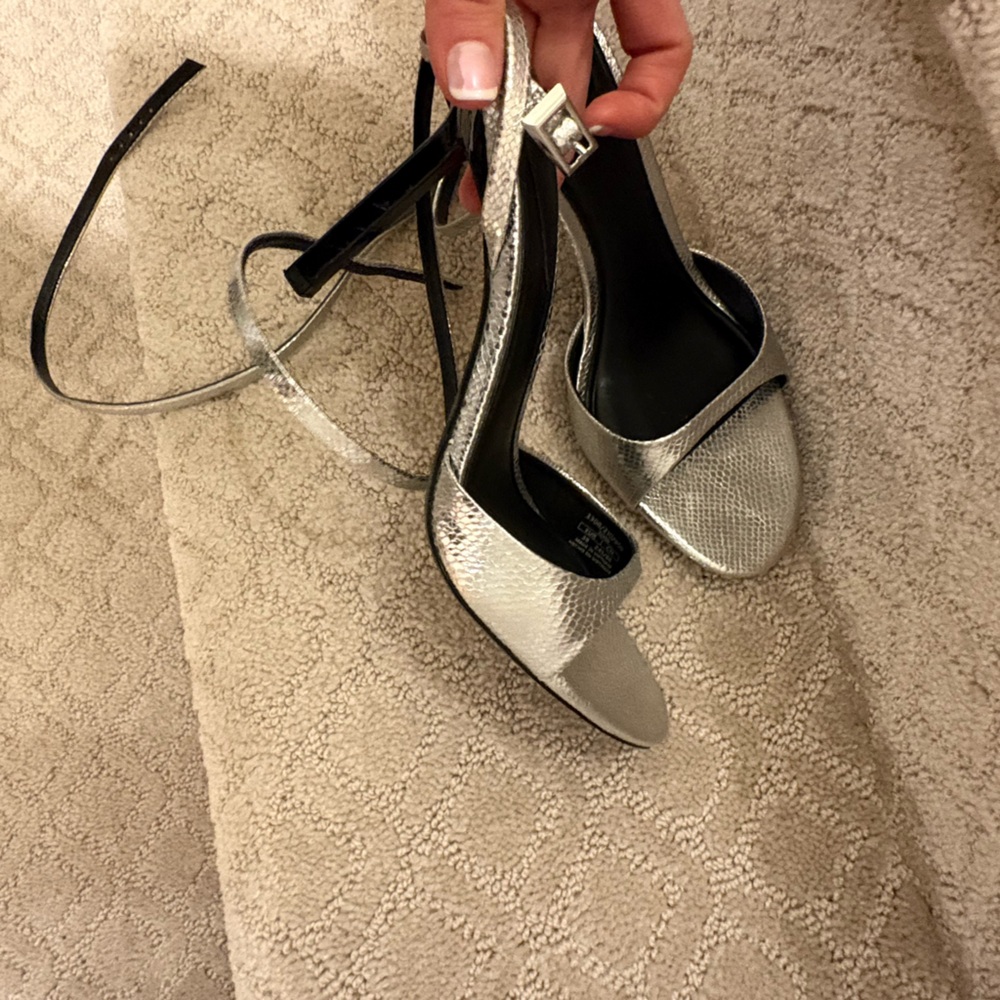 Zara Metallic Silver Heels